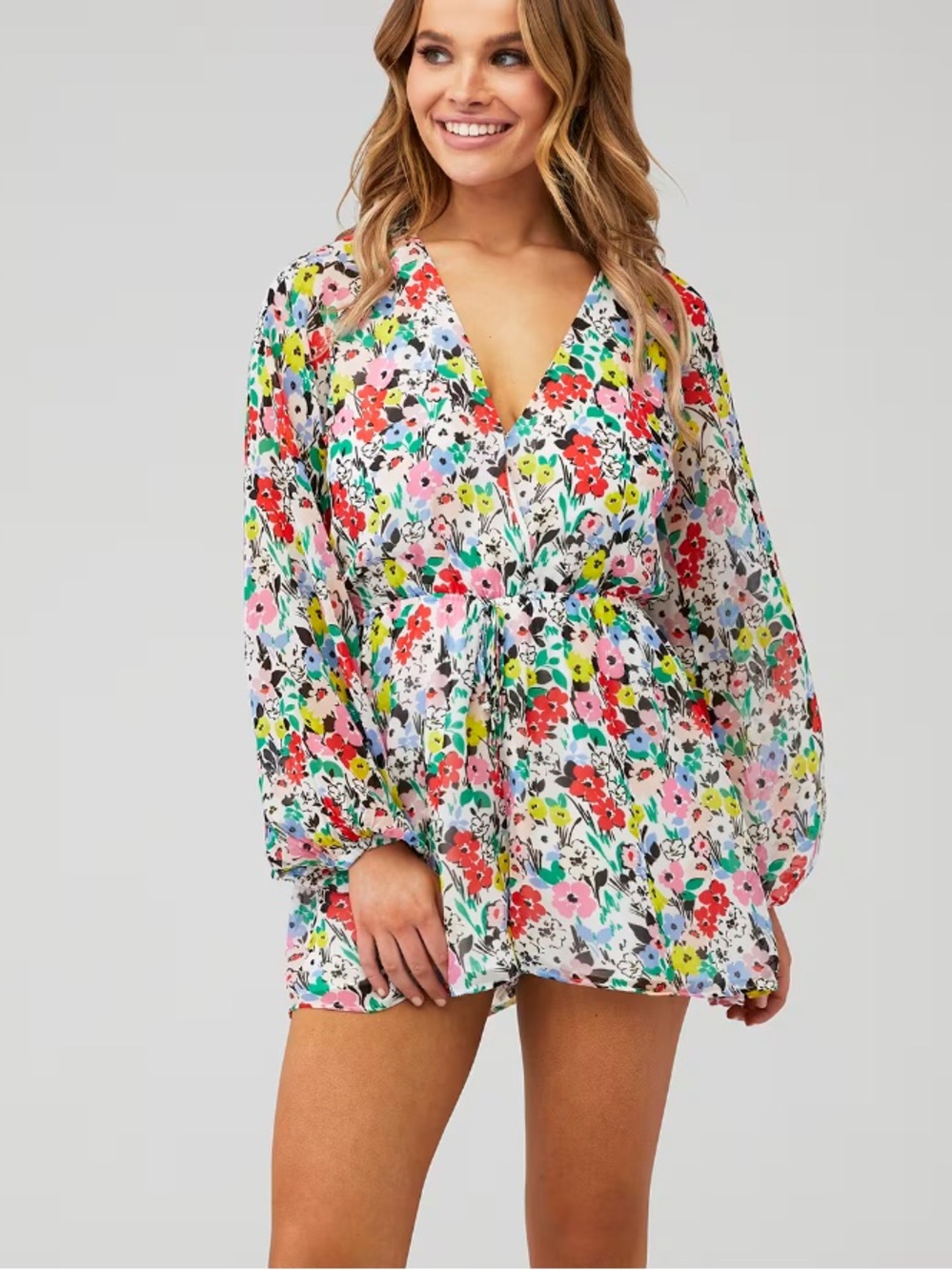 ·Yumi Kim· floral long sleeve V-neck Naomi romper